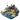Model of a cityscape with a prominent tower and waterfront area on a transparent background