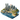 Model of a city with skyscrapers, a lighthouse, and waterfront area on a transparent background